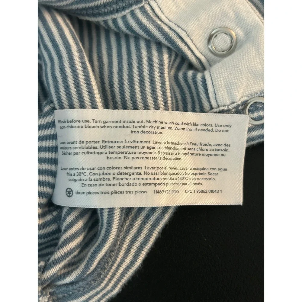 Carters Baby 3M Polar Bear Forest Striped Long Sleeve Bodysuit Blue White (1307)